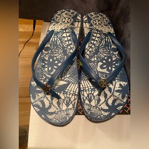 Tory Burch Navy Blue Flip Flops